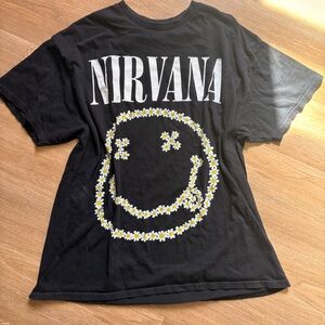 NIRVANA Oversized Tee with Smiley Daisy Design